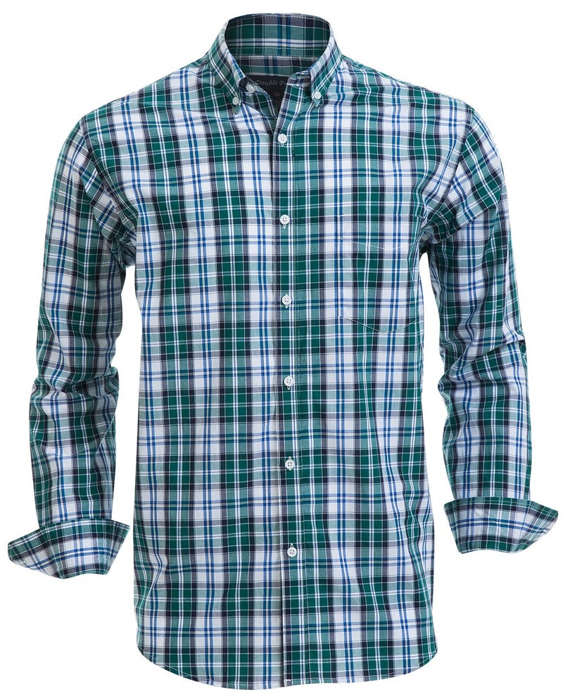 Double Pump Mens Button Down Shirts Cotton Long Sleeve Shirts Regular Fit (SL03A,XXL) - Image 1